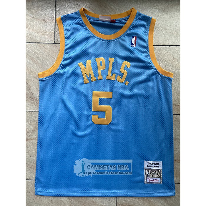 Camiseta Los Angeles Lakers Robert Horry NO 5 Mitchell & Ness 2001-02 Azul